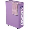 IHOMAGIC Cesto della Biancheria con Ruote 40L - Cesta del Bucato Sottile Pieghevole, Cesto Portabiancheria Rettangolare in Piedi, Sottile Secchi per La Biancheria per Hotel, Deposito Familiare (Viola)