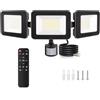 MEIHUA 100W Faretto Con Sensore Di Movimento 9600LM 6500K Bianca Fredda | IP66 Impermeabile Faretti Led Con Telecomando 3 Teste 270° 4 Modalità Timer Faro LED Esterna Per Giardino Cortile Garage