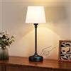 PreeOtti Lampada da Tavolo LED Senza Fili, Batteria Ricaricabile, Dimmerabile, Paralume in Lino Bianco, Lampada da Comodino LED per Camera da letto, Sala da Pranzo, Soggiorno, Deco(Nero)