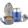 Milu Thermo per Alimenti 300ml 440ml 450ml 650ml 800ml I Contenitore Termico di Acciaio Inossidabile, Isotermico Sottovuoto per Cibi Caldi e Freddi (Blu marino, 450ml)