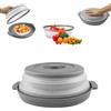 Tyafzzn Copertura pieghevole per microonde 27 cm, copertura per microonde senza BPA, copertura per microonde traslucida, protezione paraspruzzi, cestino filtro con fori per il vapore per frutta e verdura