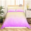 Homemissing Set di biancheria da letto con copripiumino con cielo stellato, motivo galassia, per ragazze, con stampa 3D, colore: giallo e viola, per camera da letto singolo