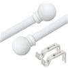 OLLIDOT Bastone per tenda singolo con staffe, asta in metallo per finestre da 76 a 370 cm, set decorativo da 1,6 cm, bianco opaco