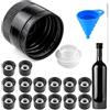 GZqiancang beccucci versatori per bottiglie di olio,con iImbuto e spazzola,15pcs | tappi a vite con ugello per grasso per aperture di bottiglie con filettatura esterna da 30 mm