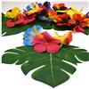 Ziranee Decorazione per Feste Tropicali,24 PCS Foglie di Palma Tropicali+24 PCS Ibisco Fiori Artificiali 6 Foglie di Monstera con Stelo Fiori di Hawaiana per Decorazioni da Tavola Feste in Spiaggia