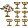 NUPTIO Vaso Fiori Dorati Anticato: 20,7cm Alti, Vintage Vasi | 8 Pezzi, Finitura Oro, Metallo Centrotavola per Fiori, Piante, per Matrimoni, Feste, No毛l, anniversaire, Halloween