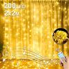 Vaileal Tenda luminosa 2 m x 2 m - 200 LED USB catena luminosa IP44 impermeabile con 8 modalità di luce e timer telecomando, decorazione interna per feste, Natale, matrimonio