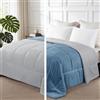 Exclusivo Mezcla Piumone Senza Copripiumone 155x220 cm Reversibile Bicolore | 220GSM in Microfibra, Leggera, Morbida, Traspirante e Confortevole, per Tutto l'Anno, Lavabile in Lavatrice, Blu/Grigio