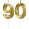 Lahviuu Candele di Compleanno Numero,Candele Decorazione di Topper Torta Buon Compleanno,per Festa Nozze Anniversario Celebrazione Forniture,90 Anni (Oro)