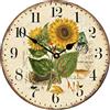TAHEAT 20 cm Estate Girasole Orologio da parete, Retrò Rustico Floreale Funziona a batteria Orologi, In legno Decorativo Facile da leggere per Casa/Ufficio/Scuola/Bar