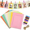 DMZK 30 Pezzi Cornice di Carta per Foto,Portafoto da Parete Multiplo,Cornici Foto Multiple da Parete in Carta Colorata da Appendere con Mollette di Legno e Spago per Decorazione Domestica