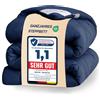 WAVVE Piumino Letto Piazza e Mezza Quattro 4 Stagioni - Piumone Autunnale Invernale 200 x 200 cm - Coperta Trapunta 200x200 di Microfibra Sintetico, Blu Navy