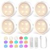 Onumii Luce Sottopensile Cucina LED Ricaricabile Batteria Luci con Telecomando Senza Fili Lampada con Magnete Cangiante di Colore per Vetrina Armadio Scaffali (6pcs Bianco)