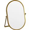 Tstarer Specchio cosmetico ovale con supporto, cornice in metallo dorato, specchio da tavolo per il trucco (oro, 18 x 28 cm)