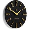 Newgate® Empire State Orologio a parete | Orologio da parete da design scolpito rotondo | Nero e oro | 40cm | Supercool moderno retrò metà secolo | Per cucina, soggiorno, ufficio