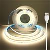 luktix 1.5 metri Striscia LED COB USB, 5V Striscia LED Bianco Naturale con Adesivo, Larghezza 8 mm, CRI 92+, Nastro LED flessibile per TV, Specchio, Sottopensile, Mensola, 4000K