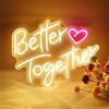 AOOTE Insegna al Neon Scritta LED, Insegna al Neon Con Scritta Better Together, Luci Bianche Calde, USB Alimentato, per Matrimoni, Casa, Decorazione da Parete, Fidanzamento, Festa, Bar, Club