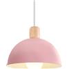 iDEGU Lampada a Sospensione Retrò 20CM LED Lampada a Soffitto in Legna Metallo Moderna Lampadario Stile Scandinavo a Semicerchio Plafoniera per Soggiorno Sala da Pranzo Camera da Letto (Rosa)