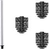 WAVEWO Set spazzole per WC, 3 testine sostituibili per scopino WC + 1 manico in acciaio inox da 27 cm, intercambiabili e durevoli (Nero, Diametro 6.5 cm)