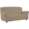 Corredocasa - Copridivano Easy Elasticizzato Bielastico per 1, 2, 3 e 4 Posti, Adattabile e Facile da Applicare, Protezione Completa e Elegante per Il Tuo Divano (Beige, 1 Posto)