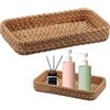 wocpvm Piccolo Vassoio in Bambù per Bagno Vassoio Decorativo Bambù | Cestini Portaoggetti Rettangolare 21x11x3,5 cm Organizzazione e Decorazione per il Bagno