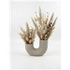 Generico Vaso Decorativo a Forma di U, Nero con Dettagli Oro, Fiori Secchi Pampas e Bacche, Stile Moderno Boho (Beige)