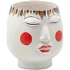 Decor Space Vaso Faccia decorativa porta fiori o piante in ceramica volto donna h 19,4 cm