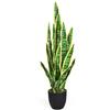 COSTWAY Pianta Artificiale da 90 cm, Sansevieria Finta con 20 Foglie e Vaso, Pianta Artificiale per Salotto, Camera da Letto e Balcone