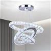 Cainjiazh Moderni lampadari di cristallo 3 anelli rotondo LED lampadario apparecchi fai da te illuminazione a sospensione lampadario soffitto luce per sala da pranzo camera da letto soggiorno (bianco freddo)