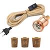 LQUNFYL Kit Lampada Bottiglia, 240 CM Corda di canapa Cavo, Ceramica Presa E27, Supporto Lampadina per Bottiglia, 3 Tappi morbidi, Adattatore di Bottiglia, Adatto per diversi paralumi, Oro Rosa