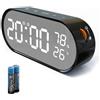 Voniobuy Sveglia Digitale da Comodino con Display LED Touch, Doppia Sveglia, Termometro e Igrometro per Temperatura e Umidità, Luminosità Regolabile 0-100%, Funzione Notturna, Alimentazione USB/Batterie