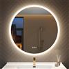 STARLEAD Specchio-Bagno-con-Luce e Bluetooth 90cm, Specchio-Rotondo-Bagno-LED con Antifog, Dimmerabile, 3 Colori Luce, Memoria, IP44, HD Vetro Temperato