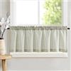TOPICK Tendine corte a righe in lino 125 x 40 cm verde su beige 1 pezzo