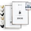 Heimlich® - Cornice per foto - 20x30 cm, alluminio, argento, confezione da 2 - Cornici per certificati di piccole dimensioni con copertura in foglio di plastica - Montaggio a parete o da tavolo