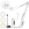 EHIOG Lampada LED da tavolo con lente d'ingrandimento 10X, 72 luci regolabili, 3 modalità colore, 10 livelli di luminosità, morsetto in metallo, braccio flessibile per manicure e lavori di precisione
