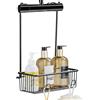 GERUIKE Mensola Doccia da Appendere - Portaoggetti per Bagni Compatti - Accessori Bagno Acciaio Inox Nero Opaco - Cestino Porta Shampoo Doccia per Box Doccia