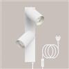 TaFiCo Applique da Parete con Spina e Cavo 2 Luci GU10 Interno, Bianco | Lampada da Muro, Abat Jour da Muro per Camera da Letto Soggiorno Pittura Murale, Cavo da 2 m, Ruotabile, Senza Lampadina