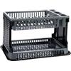 TIENDA EURASIA Scolapiatti in plastica | scolapiatti 2 altezze con vassoio | plastica strutturata rattan | grande capacità e resistenza | misure 30,3 x 8,5 x 44,5 cm (grigio)