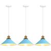 iDEGU 3 Pezzi Lampade a Sospensione Retrò 26cm Lampada da Soffitto Vintage in Metallo E27 Lampadario a Sospensione Moderno Stile Scandinavo Plafoniera per Cucina Soggiorno Caffè Cameretta (Blu)