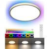 DetarZinLED Plafoniera LED Soffitto Slim Dimmerabile, Telecomando RGB Cambia Colore | Lampadario Piatto Moderno Tondo 30cm 2640LM 24W, Impermeabile Interno Nightshift Mode: Camera da Letto Bagno Cucina Corridoio