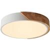 LuFun Plafoniera LED Bianca Legno 24W Rotonda Ø30cm 3000K Luce Calda | Lampada soffitto moderna bianco dal design ultrasottile 5cm,plafoniera LED accogliente per camera,soggiorno e cucina