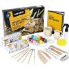 DIBYS Kit Ceramica per Adulti, Argilla Autoindurente Bianca, 15 Colori | 6 pennelli, 10 strumenti in metallo, spugna, 2x500g argilla europea, hobby anti stress, idea regalo per coppia