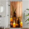Uiiooazy Tenda Doccia Antimuffa 90x180cm Marrone Spa Bambù Pietra Grigio | Tenda da Doccia Zen Foglie Verde Giapponese Impermeabile Tessuto in Poliestere Lavabile per Vasca da Bagno con 6 Anelli