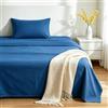 VKZ Set Lenzuola Singolo Cotone con Angoli, Completo Letto Singolo in Puro Cotone per Biancheria da Letto Confortevole e Durevole,BLU