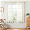 MRTREES Tende Camera da Letto Voile Crema Tende per Interni Corte 2 Pezzi per Binario con Ganci 140x120 cm (L x A), Tende Cucina a Vetro 2 Pezzi Decorative Eleganti e Semi Transparent