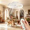 Aigostar Ventilatore da Soffitto con Luce e Telecomando | Lampadario Ventola Soffitto, 60W, 4400LM, 2700K-6500K Dimmerabile, Timer, DC Motore Silenzioso, 5 Pale, φ48cm, Bianco
