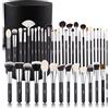 BEILI Makeup Brushes 42pcs Makeup Brush Set Premium Goat Synthetic Hair Kabuki Foundation Blending Brush Face Powder Blush Concealers Eye Shadows Make Up Brushes Kit with Case（Black）