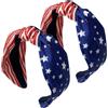 FSSTUD 2 fasce per capelli annodate con bandiera degli Stati Uniti, 4 luglio, fascia per capelli con bandiera americana, colore rosso, bianco, blu, tema patriottico, accessori per capelli per il giorno