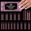 EBANKU 150 pezzi Polygel Tips per unghie riutilizzabili | doppie punte per extension per unghie, rosa, quadrata, acrilico, bara per unghie, 15 misure