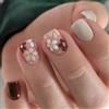 GlimmerStyle Glimmer Style Unghie finte a pressione, corte, quadrate, con design floreale, extracorte, primaverili, unghie finte, gel lucido, acrilico, vera copertura corta totale, da applicare, margherite